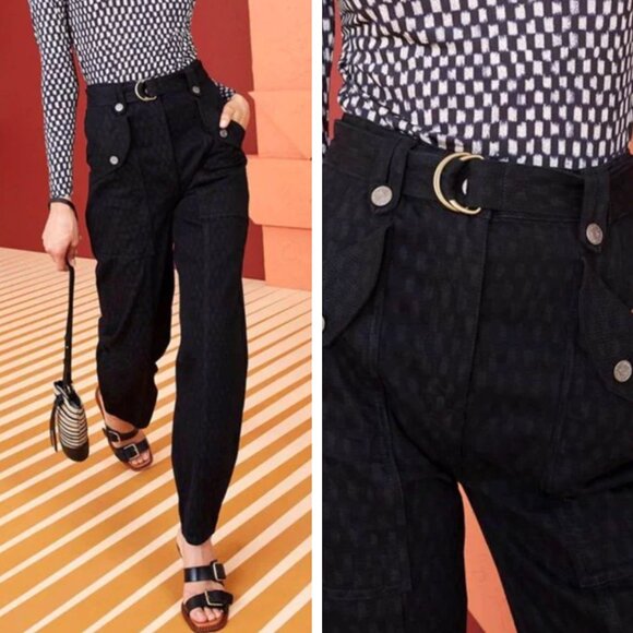 Ulla Johnson Waverly Pant Sz0/2 Black Ink Painted Check
